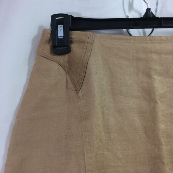 VINTAGE Rue de Calais Linen Pencil Skirt 80s/90s Size 6 Leather Waist Accents - Picture 2 of 4